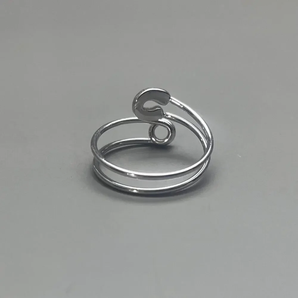 Y2k 2000s vintage style silver bobby pin adjustable ring